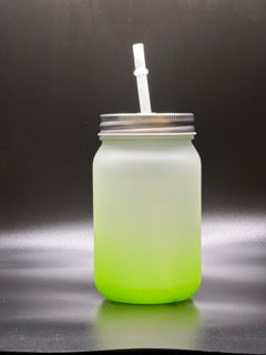 14oz. Sublimation Glass Mason Jar No Handle (Green)