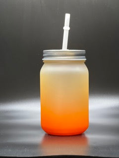 14oz. Sublimation Glass Mason Jar No Handle (Orange)