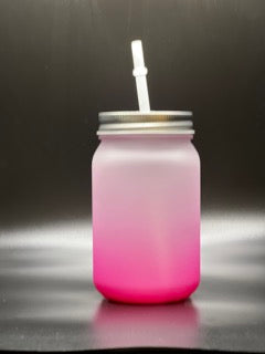 14oz. Sublimation Glass Mason Jar (Pink)
