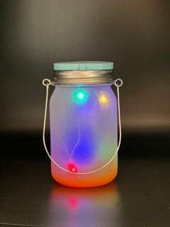 14oz LED Light Glass Mason Jar Sublimation Blanks(Metal Handle) Orange